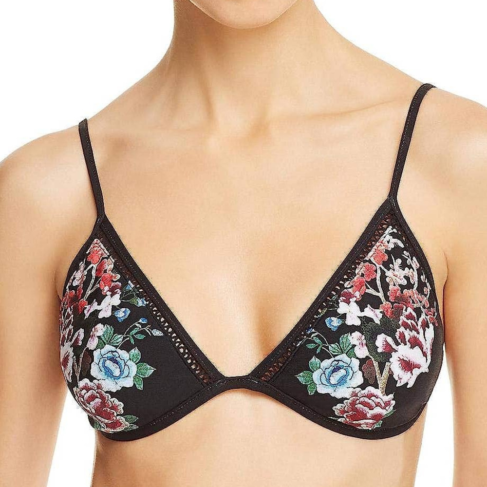 New Lucky Brand Standard Zen Garden Triangle Bikini Top with Removable Cups L